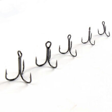 (As show, One size) 50PCS Treble Hooks Treble Fishing Hooks Carbon Steel Treble Fishing Hooks Set Round Bend Hooks Mixed 5 Size