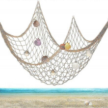Fishing Net Wall Decor, Nautical Ornaments Decorative Fishing Net with Shells for Photo Hanging Display Ocean Party Beach Background Wall Hanging Deco