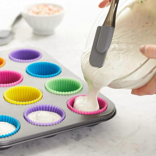 Reusable Silicone Baking Cups, Muffin Liners - Pack Of 12, Multicolor 2