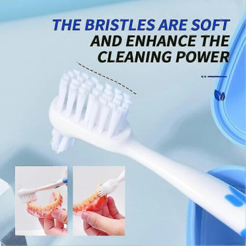 Denture Cleaning Kit: Denture Cleaning Case with Denture Brush (blue) 2