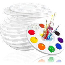 12 Pcs Paint Tray Palettes Compatible with Kids, Plastic Paint Pallet with 10 Wells, Acrylic Artist Paint Tray Palette Compatible with Kids, Students