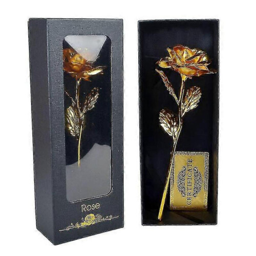 2pc Gold Plated Eternity Rose In Gift Box H
