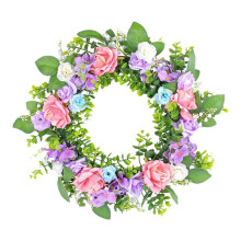 Rose Wreath Front Door Spring Wreath Summer Flower Wreath Hanging Ornament for Wall Valentines Day Celebration Wedding Window
