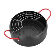 Japanese Deep Frying Pot with Removable Oil Draining Rack Frying Chicken Pot for French Fries Squid Rings Dried Chips Tempura