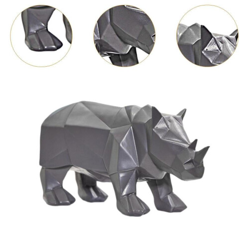 Rhinoceros Statue Sturdy Modern Figurine for Home Office Decor Kitchen Shelf 2