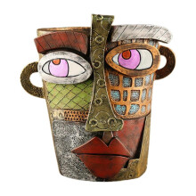 Abstract Face Plant Pot Resin Flower Vase Shelf Modern Figurine Head Planter