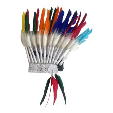 Indian Inspired Feather Headdress Headwear Fancy Dress Head Accessories Headpiece Headband Indian Hat for Dance Party Cosplay
