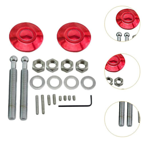 (2.44inch Diameter,Red)2Pcs Generic Car Push Button latches Bonnet Set Multipurpose DIY Accessories Black 2