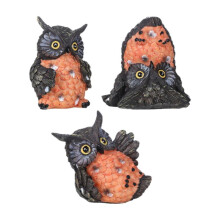 3 Pieces Owl Figurines Crafts Garden Decorations for Pond Farmhouse Backyard