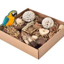 (As show, One size) Natural Bird Toy Foraging Parrot Shredding Toys Box, Bird Chew Toys for Parrots, Conures etc.