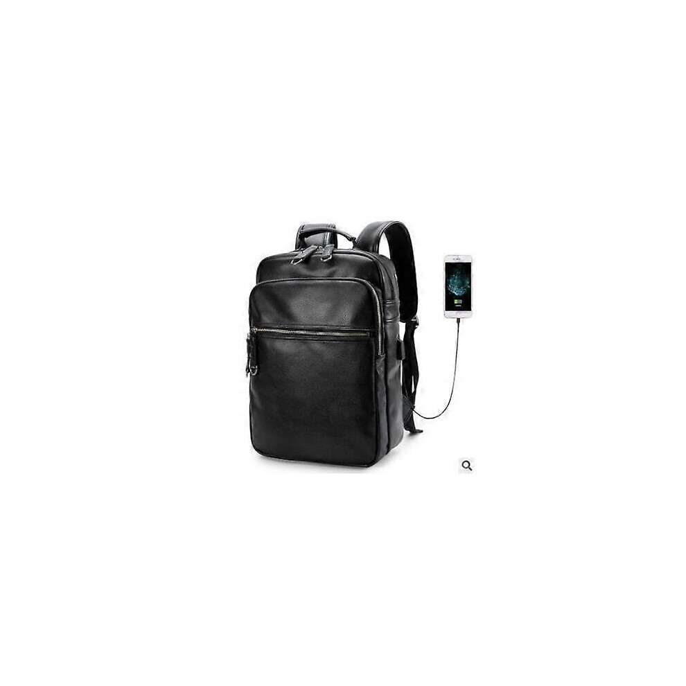 (As show, One size) PU Men Backpack Large PU Leather School Backpack Bag For Students Backpack Men Daypack mochilas male shoulder Bags for teenagers