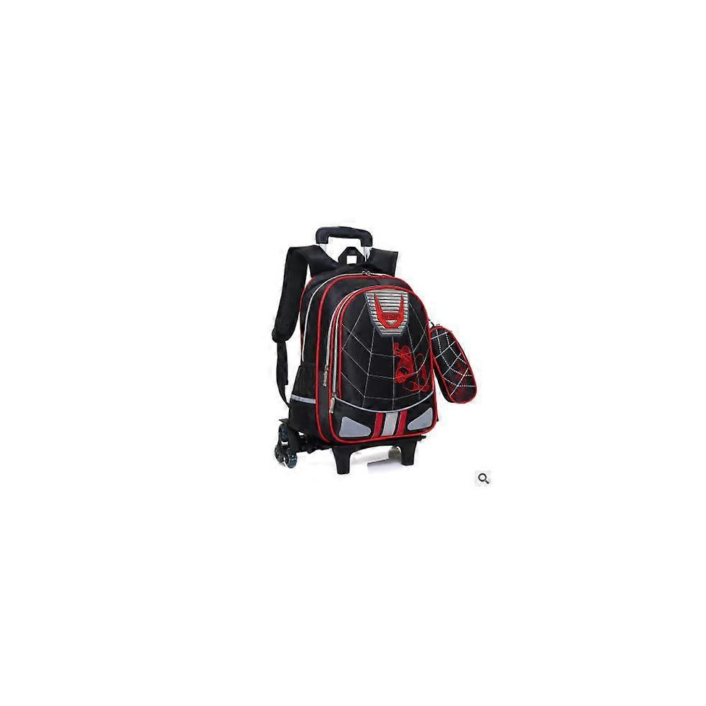 (dark blue, One size) Student School Trolley backpack bag for boy boy's school bag with wheels kid's Rolling luggage Bag wheeled Backpack for