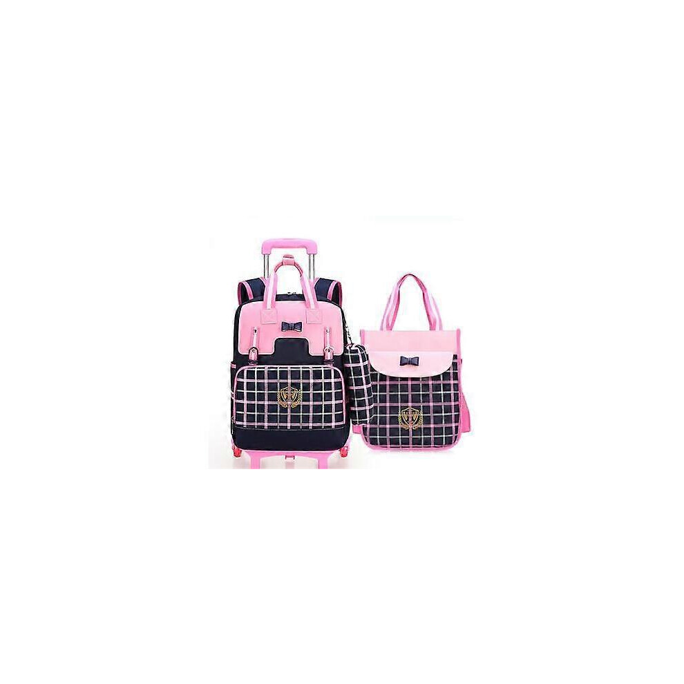(High wheels blue, One size) School Rolling Backpacks School Trolley backpack bags for Girls kids wheeled Bag for School Children Trolley Backpack On