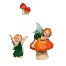 3x Mushroom Elf Statue Miniature Figurine Home Yard Fairy Garden Accessories