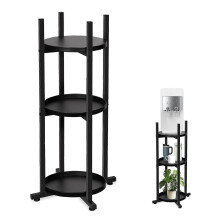 (As show, One size) Water Dispenser Stand with 3 Round Shelves, Sturdy Metal for 5 Gallon Bottle, Jug Holder