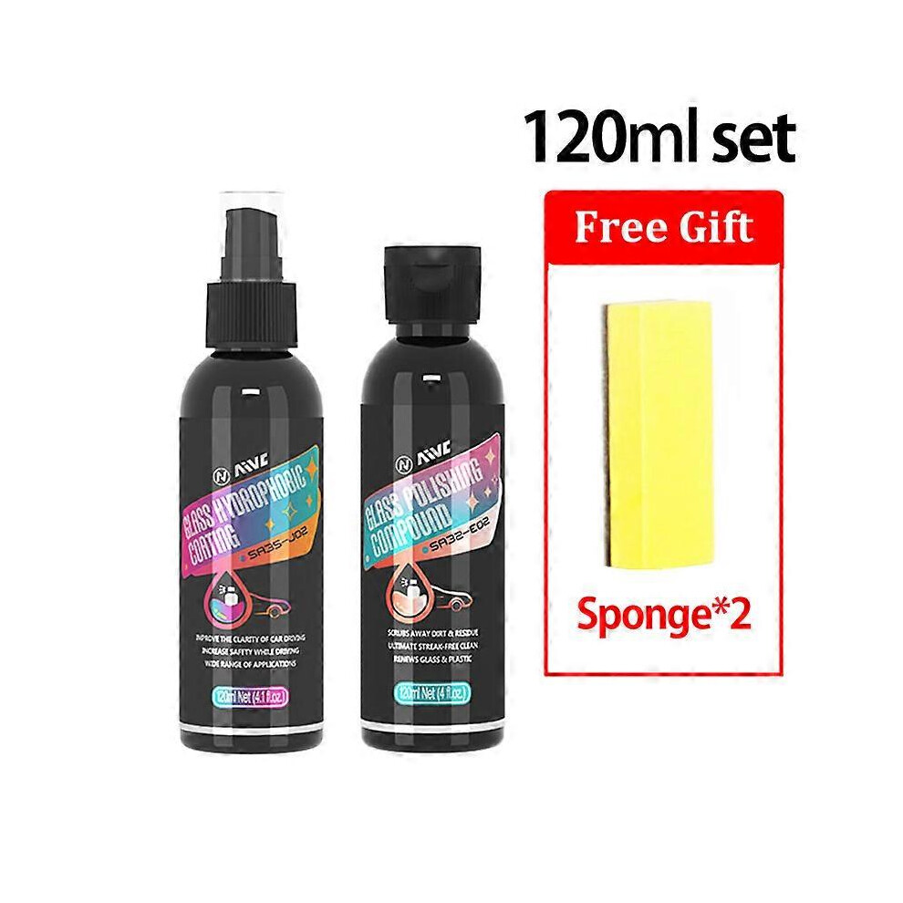 (300ml-Set, One size) Car Glass Oil Remover Cleaner Glass Hydrophobic Coating Spray AntiRain For Cars Waterproof Coating Agent Car Care Kit