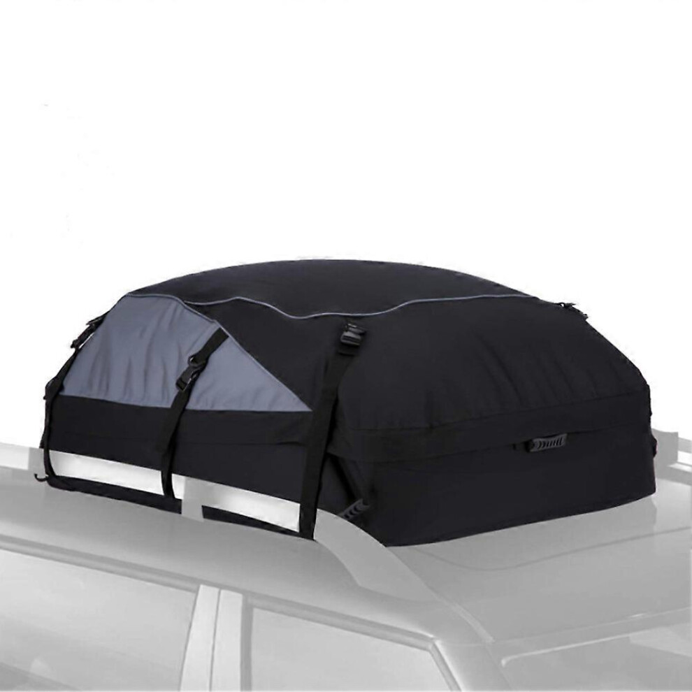 (As show, One size) 350L Car Roof Bag Cargo Carrier With 8 Reinforced Straps Waterproof Rooftop Cargo Carrier Large Storage Bag For Vehicles General
