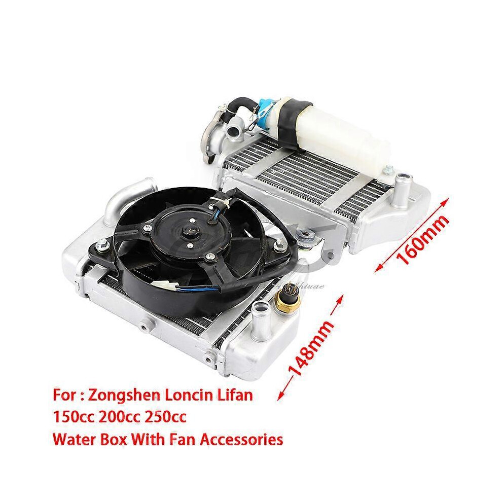 (As show, One size) Motorcycle Water Cooled Engine Radiator Xmotos Apollo Water Box with Fan Accessories for 150cc 200cc 250cc Zongshen Loncin Lifan