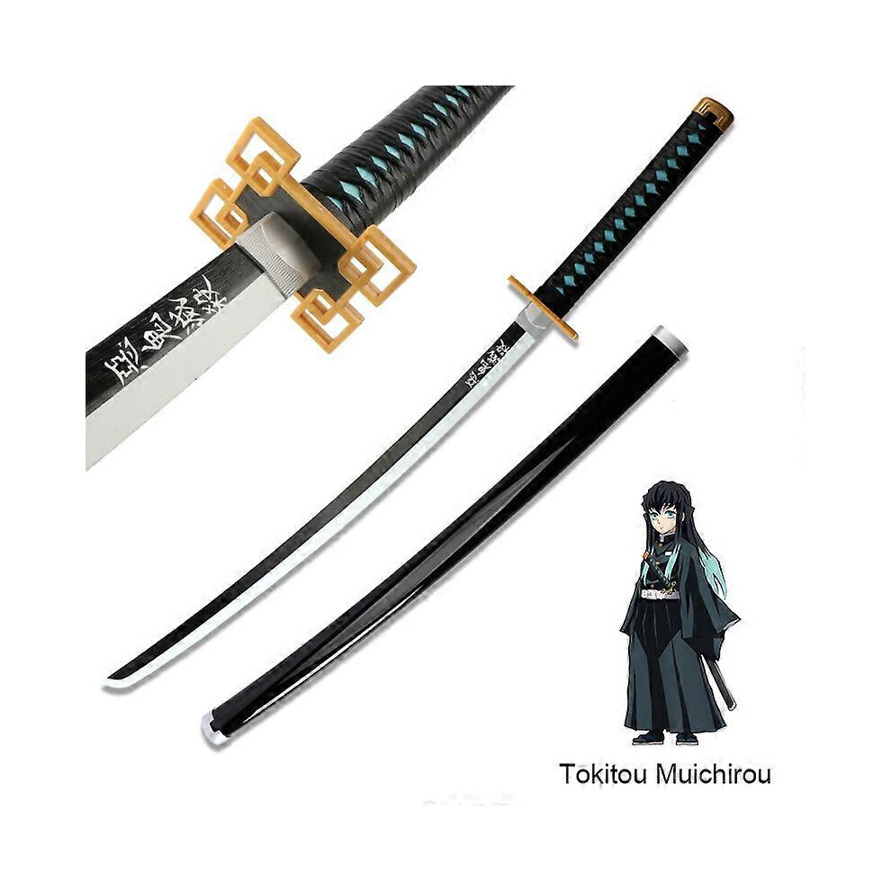 (As show, One size) 104 cm Demon Slayer Sword Cosplay Weapon Rengoku Tokitou Muichirou Katana Kimetsu no Yaiba catana Wooden Samurai Sword toy