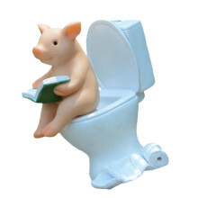 Ornament Collectible Creative Crafts Mini Resin Gift Decorative Pig Figurine Reading Books