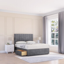 (Double, Dark Grey) Kansas Coinston Divan Bed Base ,2 Drawers & 26" Struts Headboard