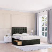 (Small Double, Dark Grey) Alabama Divan Bed Base ,2 Drawers & 26" Struts Headboard
