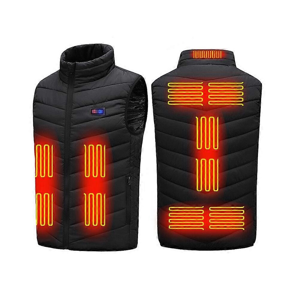 (L, Black) Motorcycle Smart Heating Vest Electric Heating Vest 3 Adjustable Temperature Winter Heated Waistcoat Body Warmer for Men Women