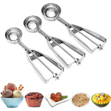 (As show, One size) Ice Cream Scoop, 3Pcs Cookie Scoop Set, Stainless Steel Ice Cream Scooper with Trigger Release,Cookie Scooper