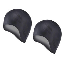 (As show, One size) Unisex Swim Cap for short & Long Hair Silicone Swimming Caps Cover Ears Swimming Hats for Women Men Kids Adults-Black