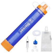 (Dark blue, One size) Personal Water Filter Straw 3-Stage Filtration Portable Gear for Drinking Camping Hiking Hunting and Emergency Preparedness