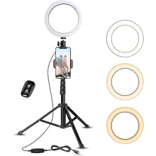 (As show, One size) Selfie Ring Light with Tripod Stand & Cell Phone Holder for Live Stream/Makeup, Mini Led Camera Ringlight