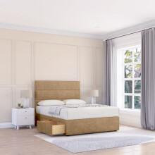 (Super King, Light Brown) Texas Dumfries Divan Bed Base ,2 Drawers & 26" Struts Headboard