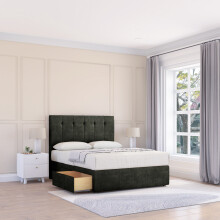 (Small Single, Dark Grey) Highbury Naples Divan Bed Base ,2 Drawers & 26" Struts Headboard