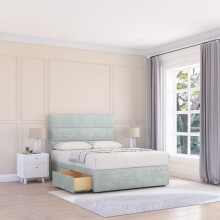 (Small Single, Silver) Texas Naples Divan Bed Base ,2 Drawers & 26" Struts Headboard