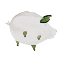 (14cmx9cmx10cm, purple) Glass Pig Piggy Bank Birthday Gift Storage Bottle Decorative Statue Canister green