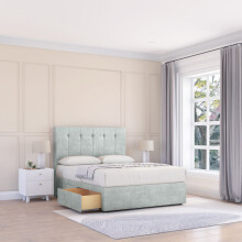 (Small Single, Silver) Highbury Naples Divan Bed Base ,2 Drawers & 26" Struts Headboard