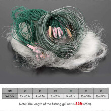 (As show, One size) Lixada 25m 3 Layers Monofilament Fishing Fish Gill Net with Float