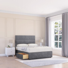 (Single, Dark Grey) Texas Coinston Divan Bed Base ,2 Drawers & 26" Struts Headboard