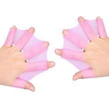 (As show, One size) 1 Pair Silicone Swimming Hand Webbed Silicone Swim Gear Fins Hand Webbed Flippers for Snorkeling Surfing Fitness-Pink-M