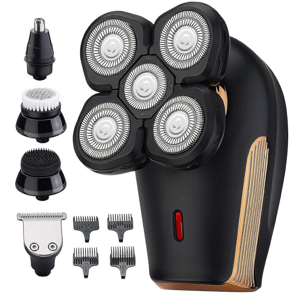 (As show, One size) Head Shavers for Bald Men, Electric Rotary Shaver with Multi-Function, 4D Floating 5 Head Waterproof Mens Shaving Razors