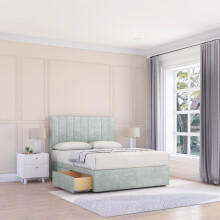 (Single, Silver) Kansas Naples Divan Bed Base ,2 Drawers & 26" Struts Headboard