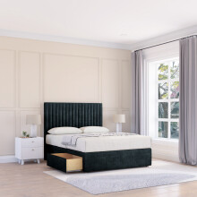(Single, Dark Grey) Manhattan Naples Divan Bed Base ,2 Drawers & 26" Struts Headboard