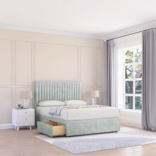 (Single, Light Brown) Manhattan Naples Divan Bed Base ,2 Drawers & 26" Struts Headboard