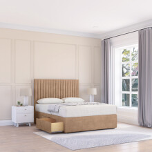 (Super King, Dark Grey) Manhattan Naples Divan Bed Base ,2 Drawers & 26" Struts Headboard