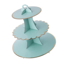 (As show, One size) 3-tier Cake Stand cupcake Cardboard, Kids Birthday Wedding Party Decoration,Green