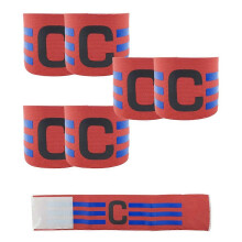 (As show, One size) Captain's Football Elastic Bracelet for Adults Youth Multiple Sports Such as Football Rugby Blue-Red