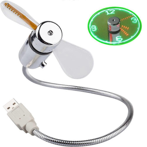 (As show, One size) New USB Clock Fan with Real Time Clock Display Function