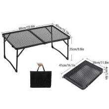 (Basic Type, One size) Camping Folding Table Outdoor Picnic Table Foldable Beach Table Mesh Top Grill Table