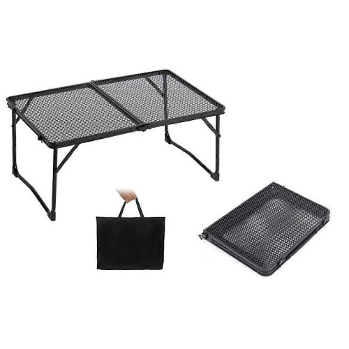 (Basic Type, One size) Camping Folding Table Outdoor Picnic Table Foldable Beach Table Mesh Top Grill Table 1