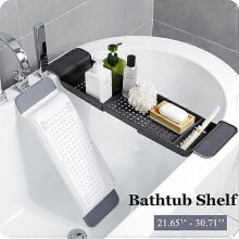 (As show, One size) Multi-use Bathtub Tray Bath Tub Shelf Rack Tray Bathroom Holder Storage Organizer